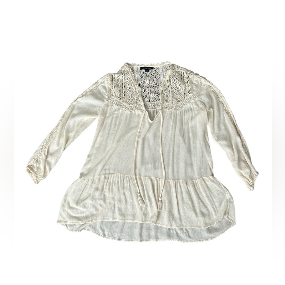 American Eagle cream colored crocheted boho fashion top sizes at XXS - Picture 7 of 11